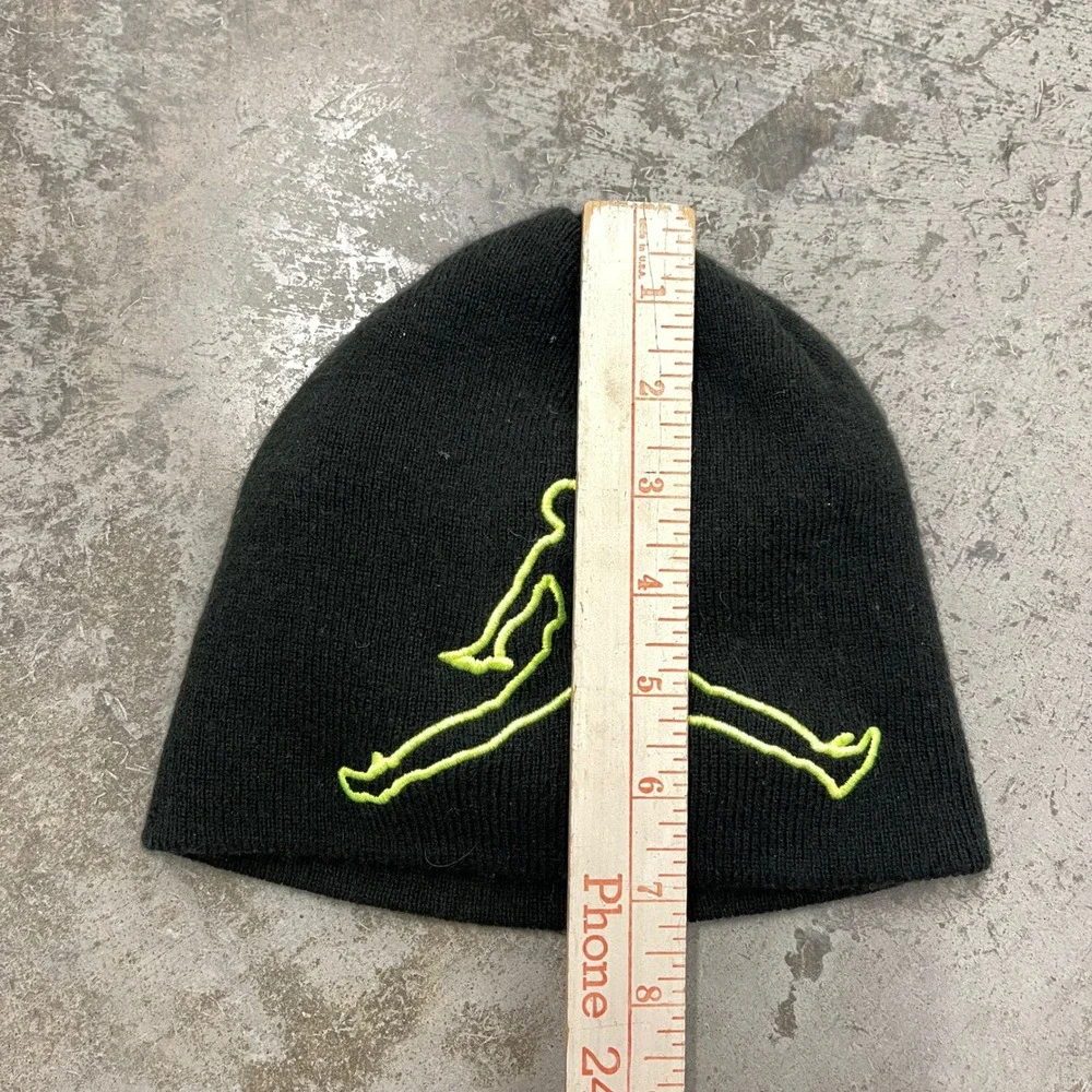 Jordan Youth Beanie Black Neon Yellow Jumpman Logo Knit Hat 1554-982-316